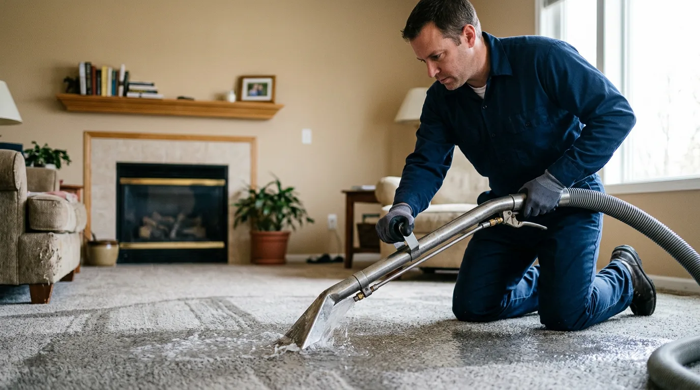 Water damage restoration technician working near Bristol, VT